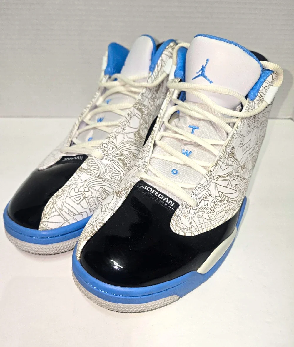 Jordan Two Trey Mid Top Lace-Up Leather Sneakers Unisex Kids US 9.5 W/B/B